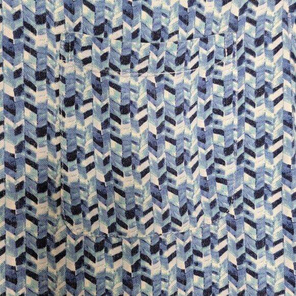 Tasso Elba Men's Silk Rayon Short Sleeve Button-Down Shirt XXL Blue Pattern - Picture 7 of 8